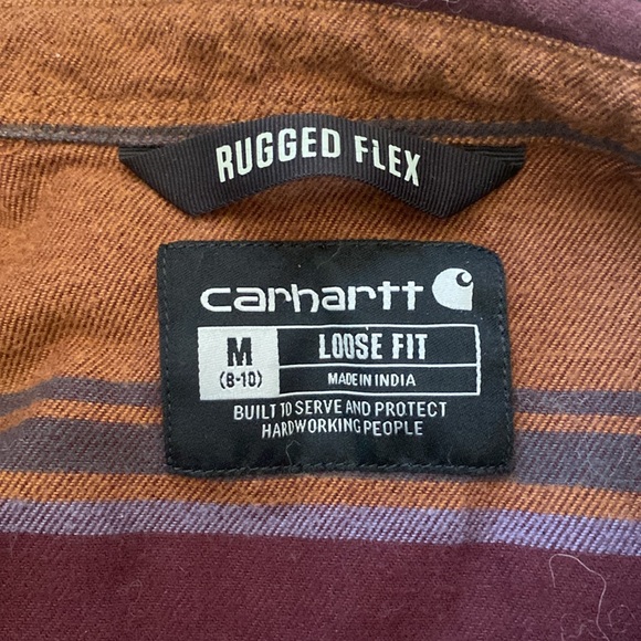 Carhartt Women's Rugged Flex Loose Fit Midweight Flannel Long-Sleeve Plaid Shirt - Picture 3 of 4